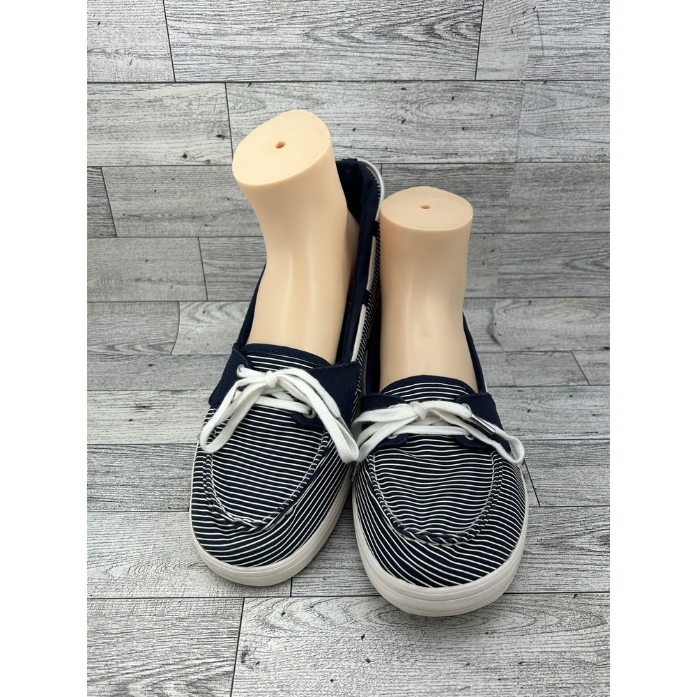 Keds Womens Navy White Striped Canvas Boat Shoes Ortholite Sneakers WF57144W 10